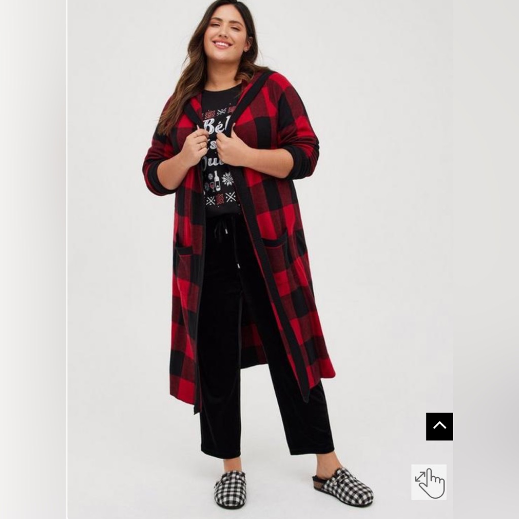 Torrid Hooded Cardigan Sweater Buffalo Plaid Sz 3x Women’s Plus Size Nwt
